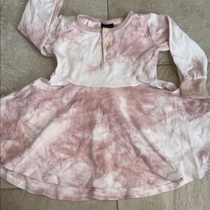 Rags to Raches Pink and White Long Sleeve Dress